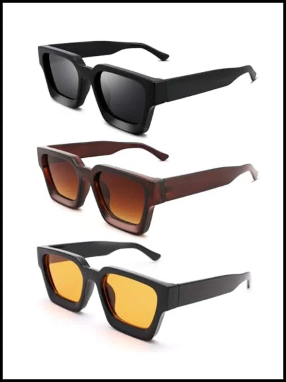 Square Sunglasses with Thick Frame UV Protection for Unisex